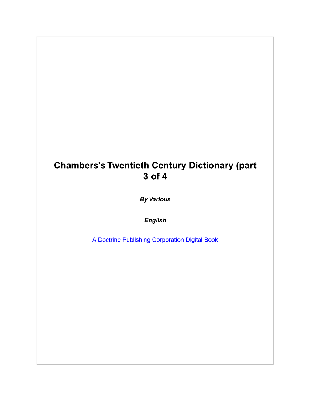 Chambers's Twentieth Century Dictionary (Part 3 of 4