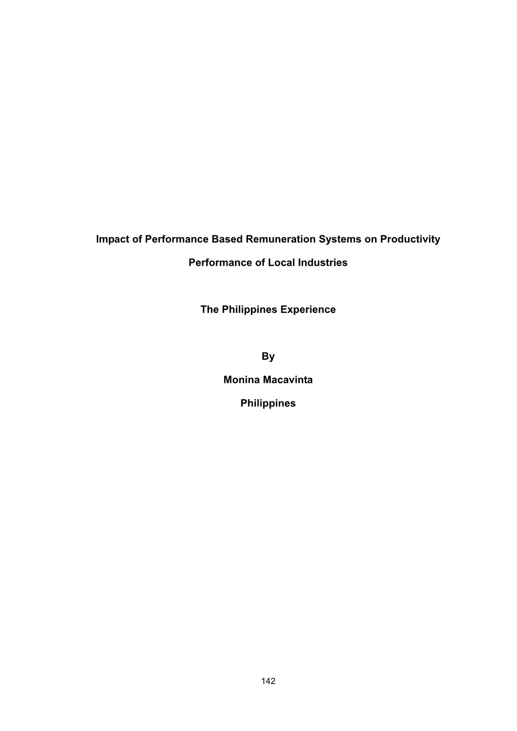 Impact of Performance Based Remuneration Systems on Productivity