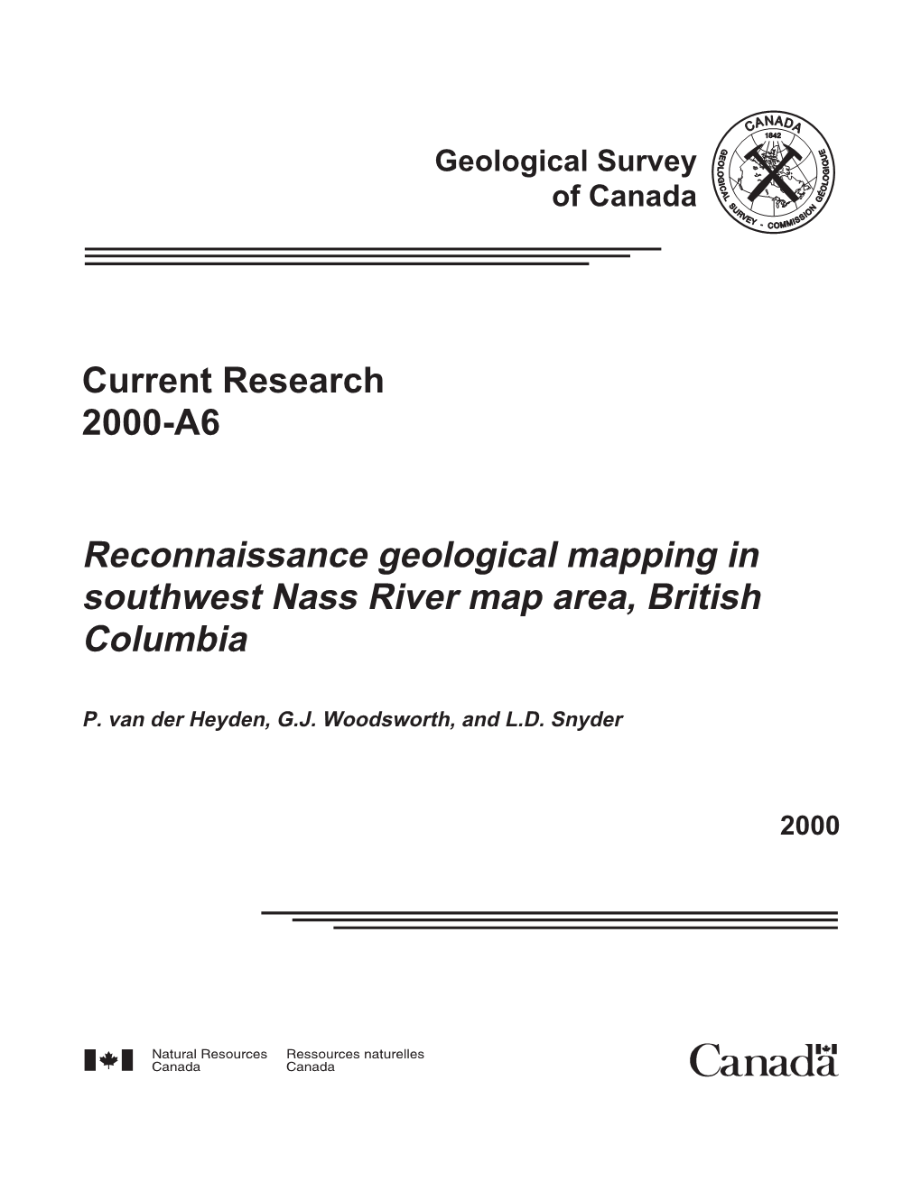 Reconnaissance Geological Mapping in Southwest Nass River Map Area, British Columbia