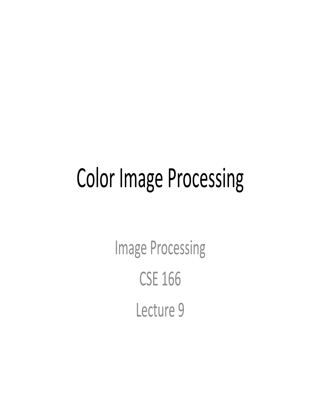 Color Image Processing