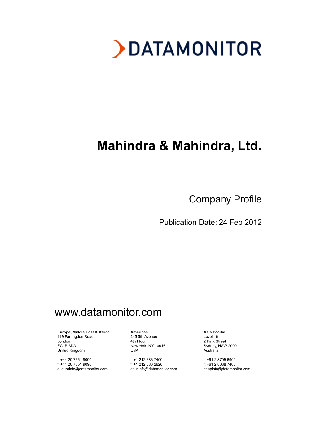 Mahindra & Mahindra, Ltd