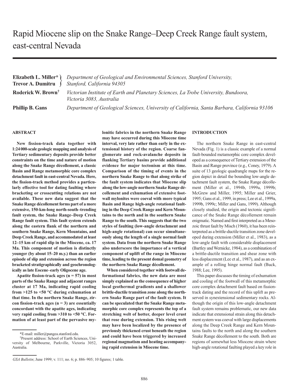 Rapid Miocene Slip on the Snake Range–Deep Creek Range Fault System, East-Central Nevada