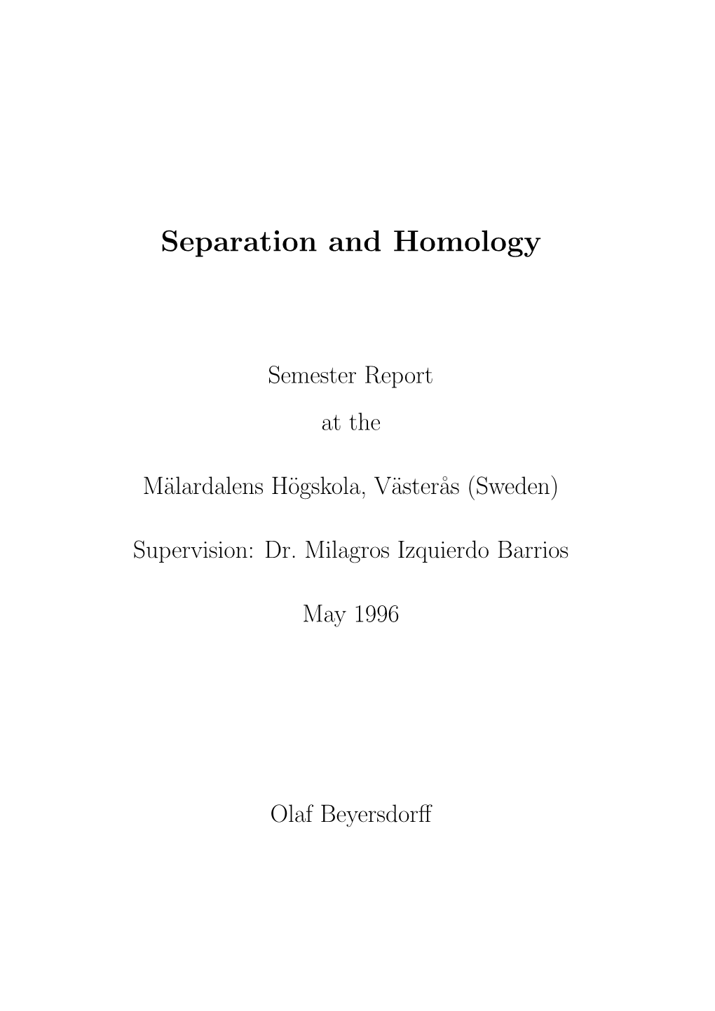 Separation and Homology