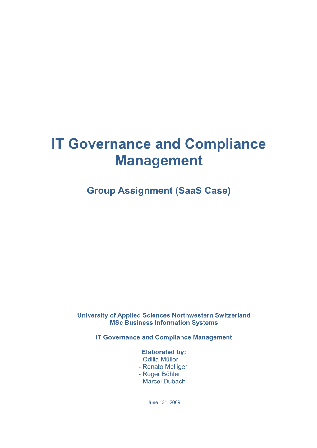 IT Governance and Compliance Management