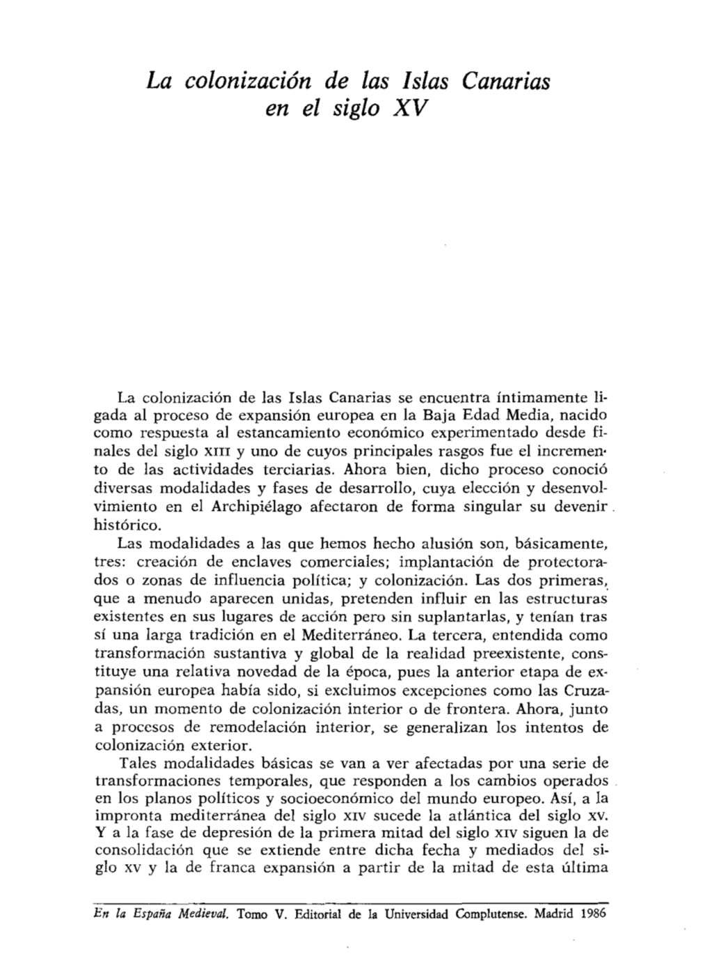 La Colonización De Las Islas Canarias En El Siglo XV