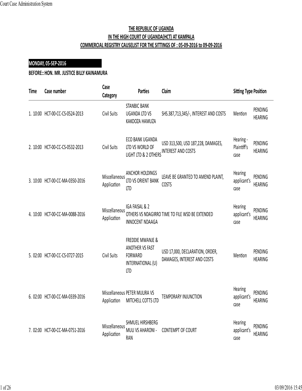 Court Case Administration System