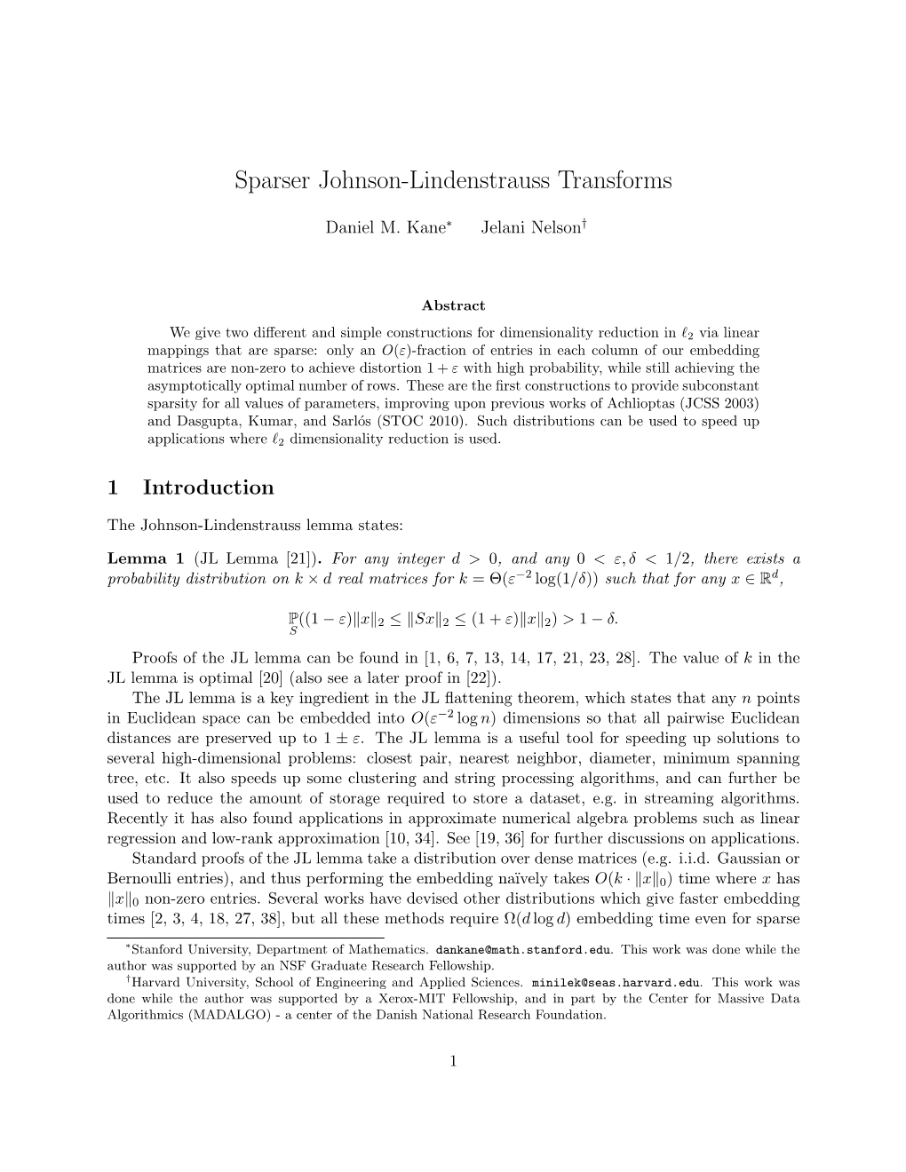 Sparser Johnson-Lindenstrauss Transforms