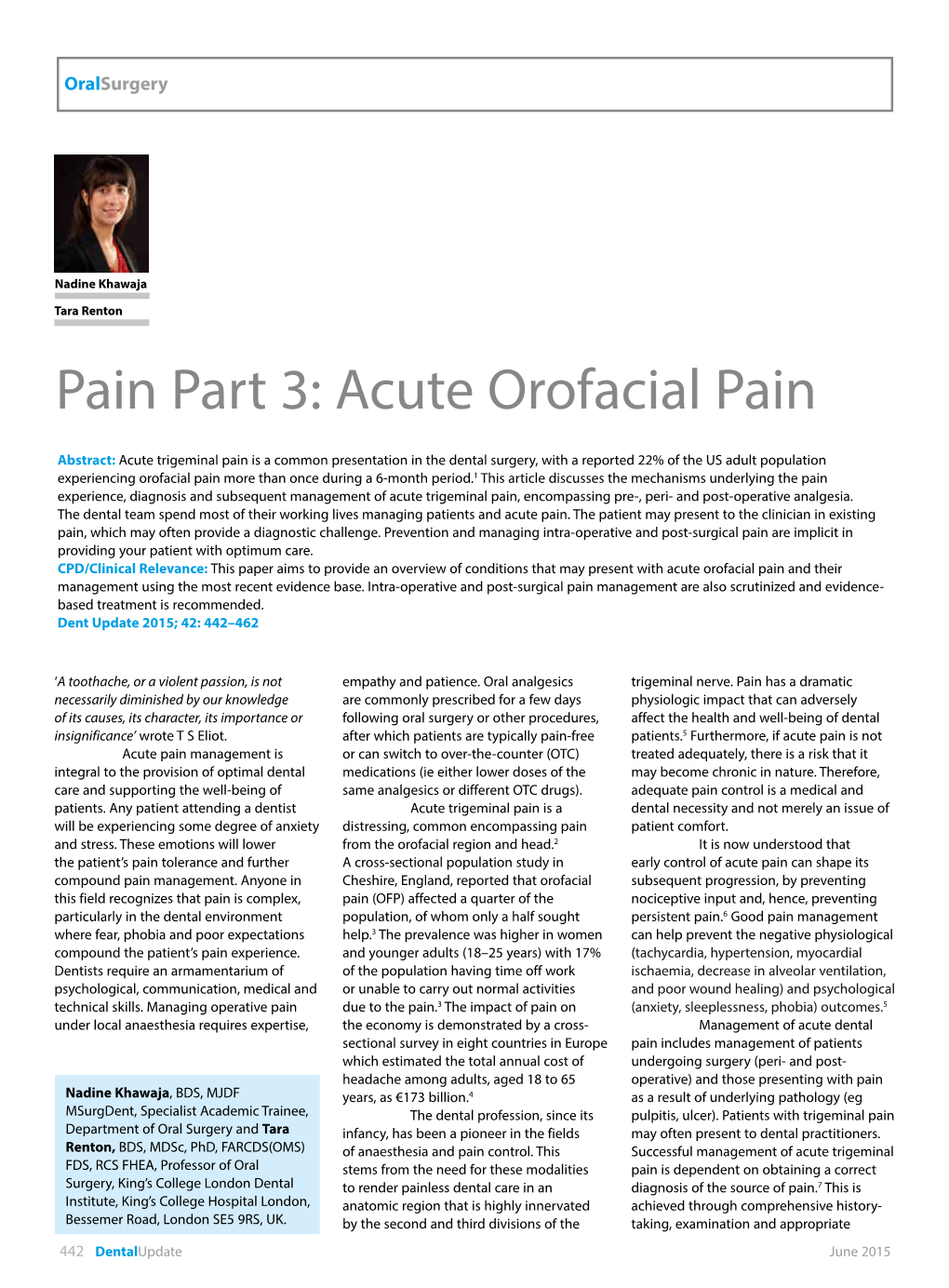 Acute Orofacial Pain