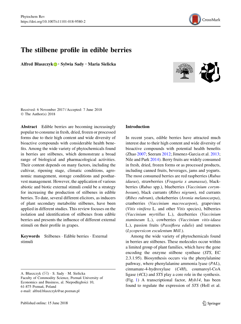 The Stilbene Profile in Edible Berries