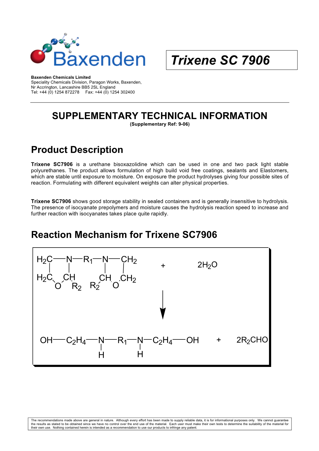 Trixene SC7906 Technical Data