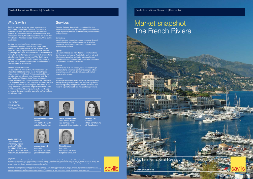 The French Riviera Now Employs Over 19,000 Staff in 200 Offices and Associates Throughout the Americas, Europe, Asia Pacific, Africa and the Consultancy Middle East