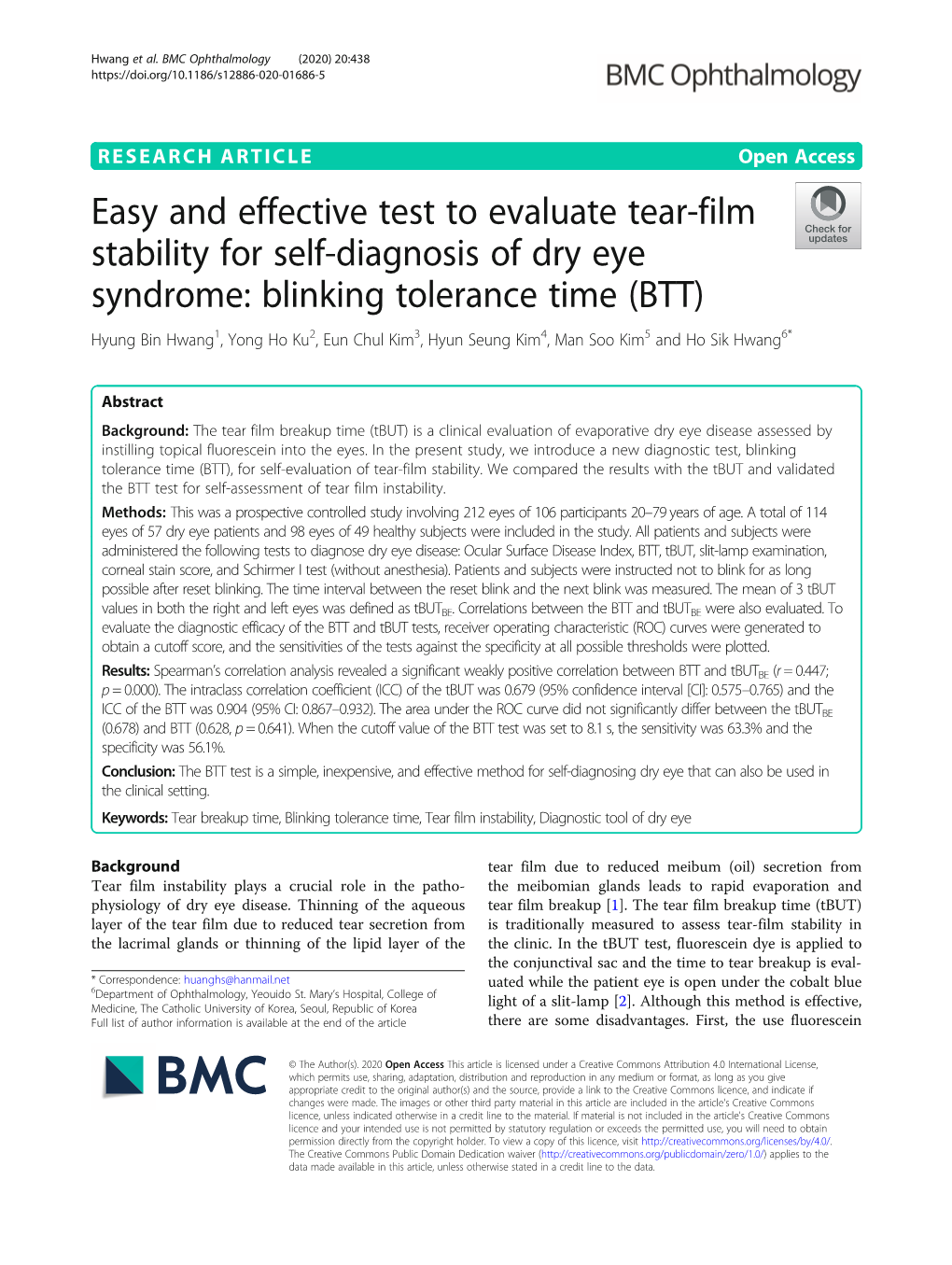 Easy and Effective Test to Evaluate Tear-Film Stability for Self-Diagnosis Of