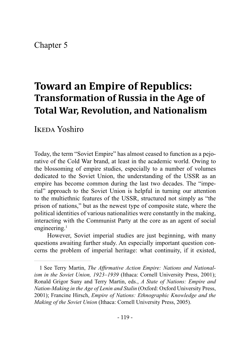 Toward an Empire of Republics: Transformation of Russia in the Age of Total War, Revolution, and Nationalism