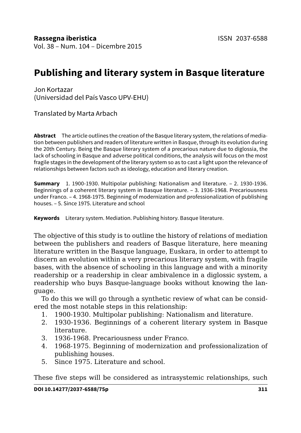 Publishing and Literary System in Basque Literature