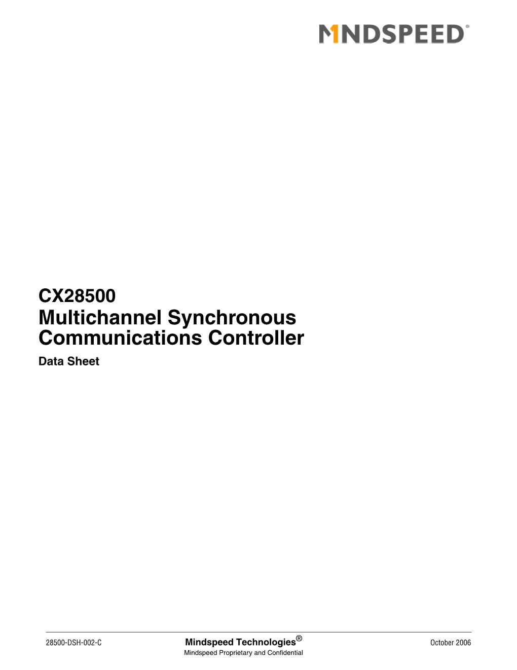 CX28500 Multichannel Synchronous Communications Controller Data Sheet