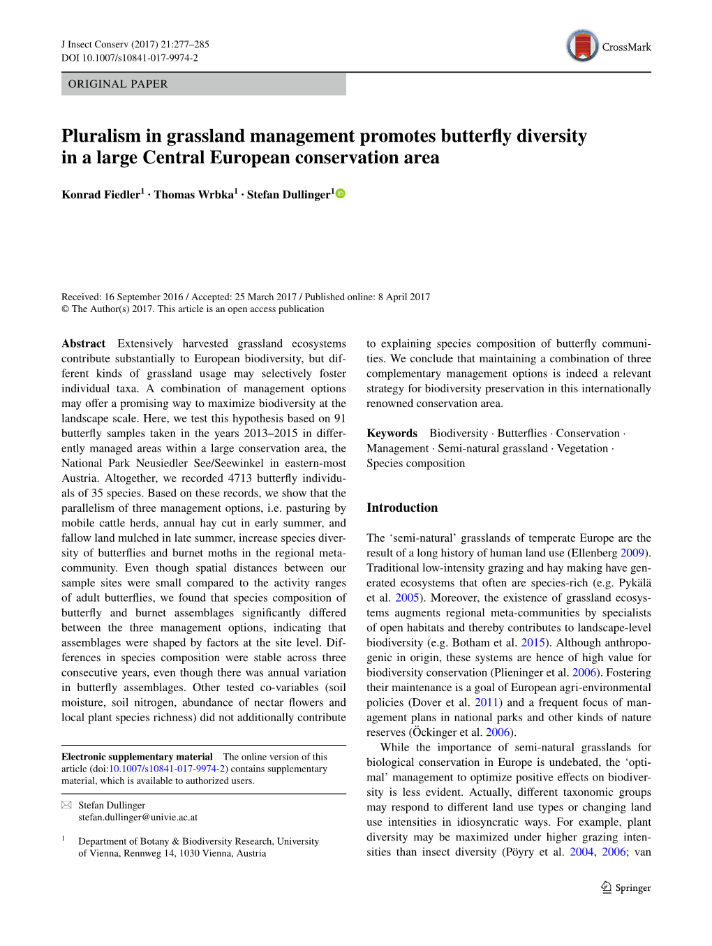 Pluralism in Grassland Management Promotes Butterfly Diversity in a Large Central European Conservation Area