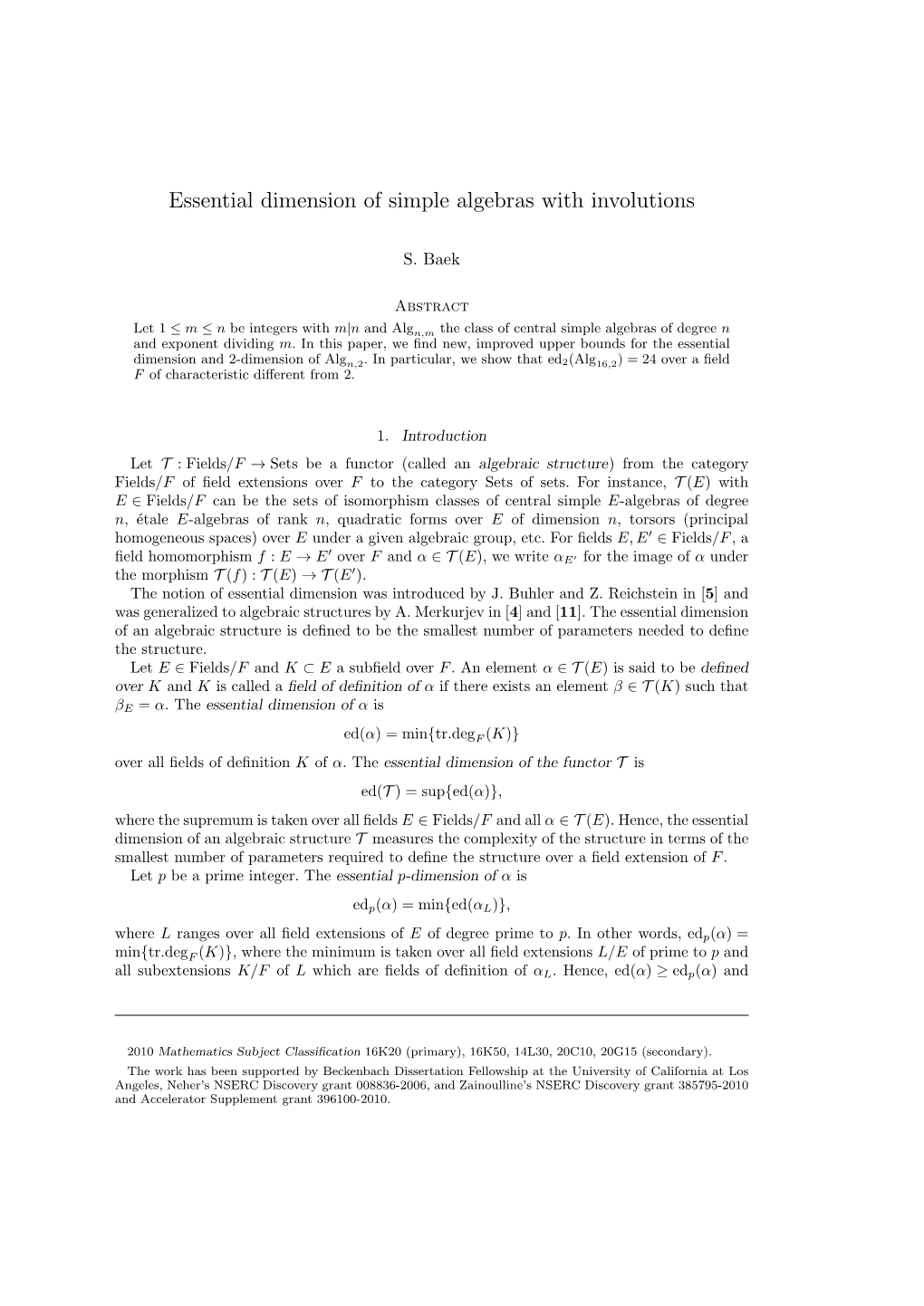 Essential Dimension of Simple Algebras with Involutions