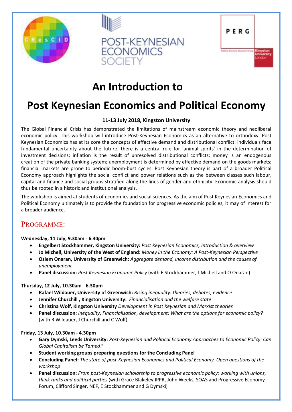 An Introduction to Post Keynesian Economics and Political Economy