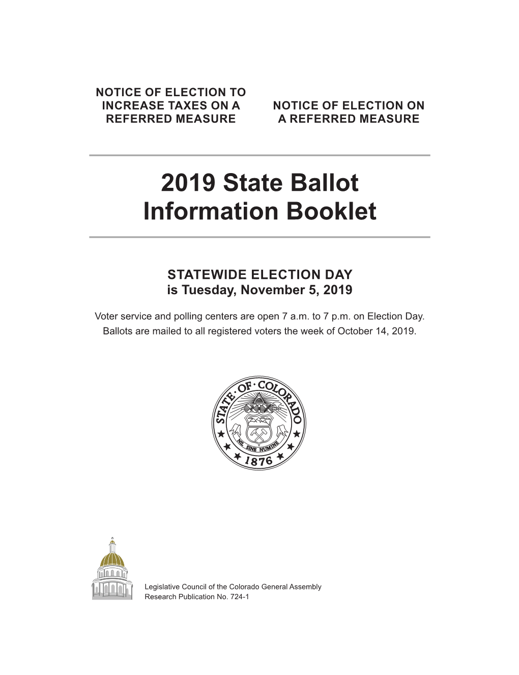 2019 State Ballot Information Booklet