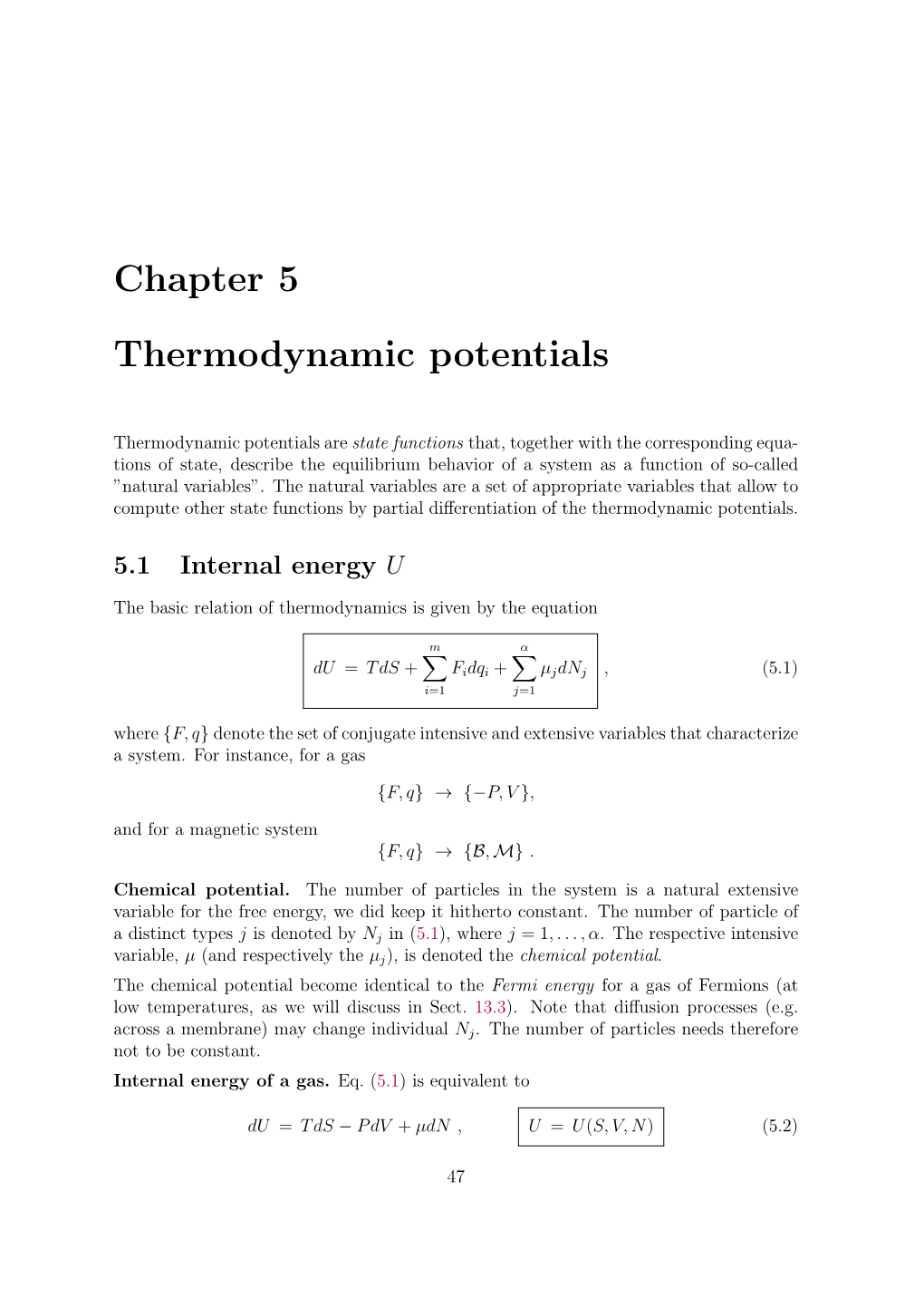 Chapter 5 Thermodynamic Potentials