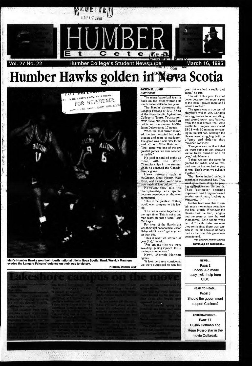 Humber Hawks Golden Iiuf^I^ Scotia K