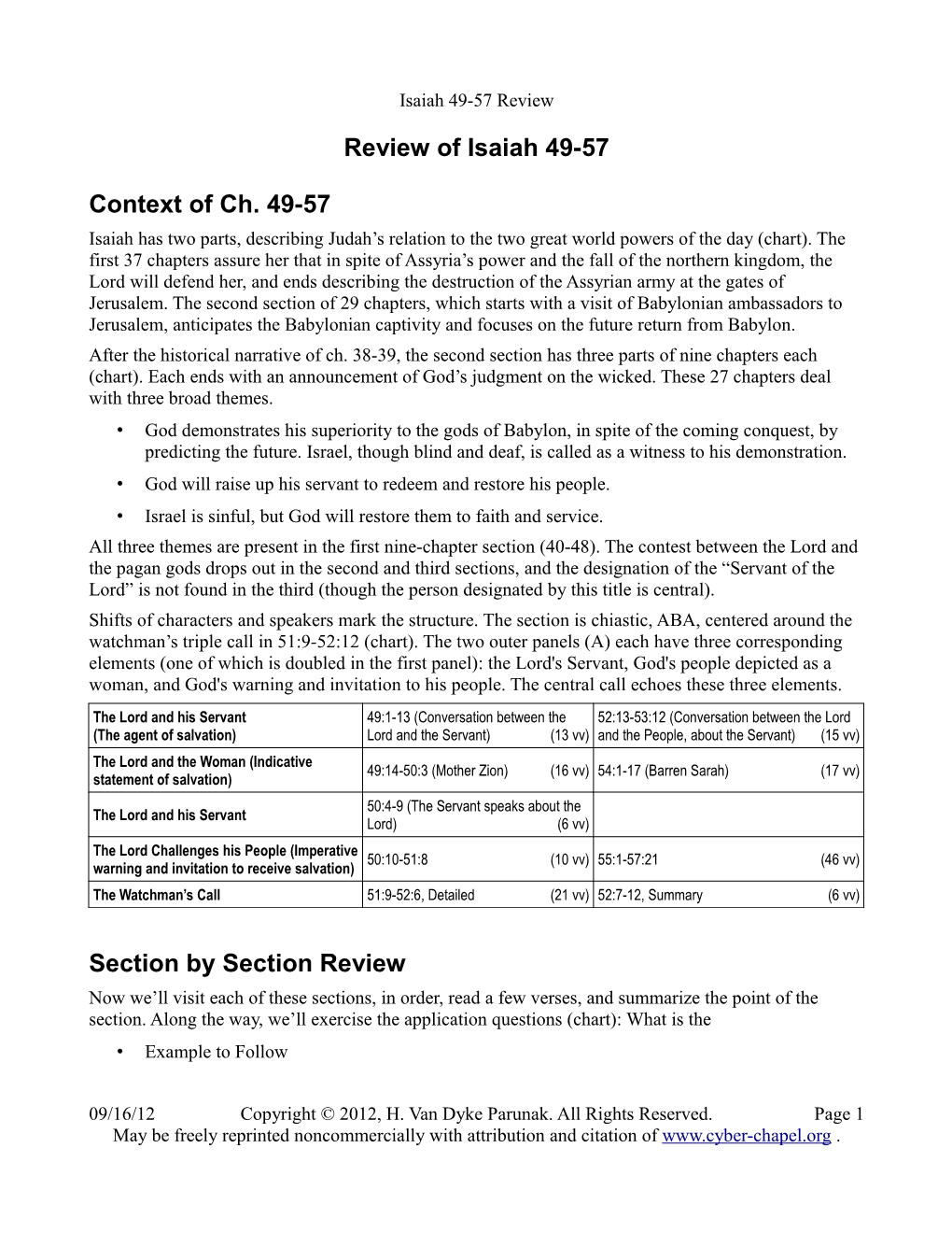 Review of Isaiah 49-57 Context of Ch. 49-57 Section By