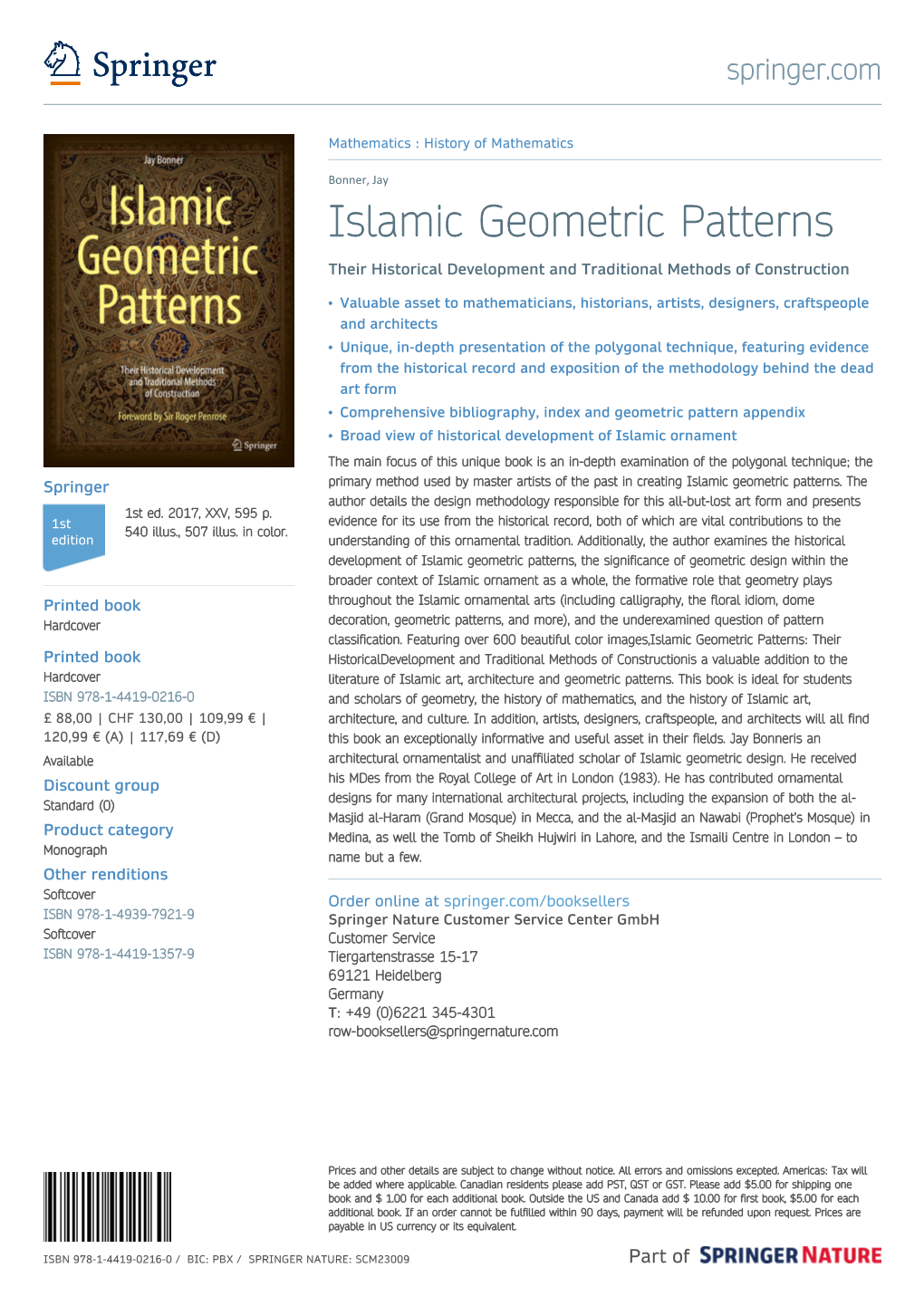 Islamic Geometric Patterns Their Historical Development and Traditional Methods of Construction
