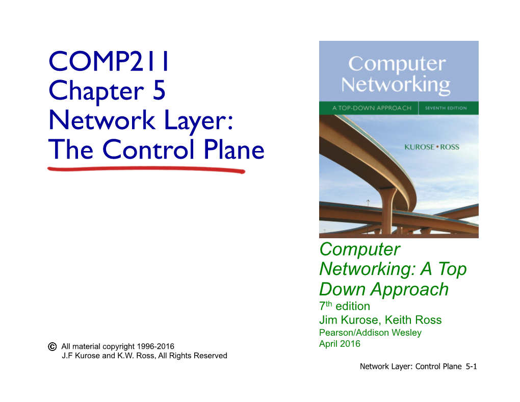 COMP211 Chapter 5 Network Layer: the Control Plane