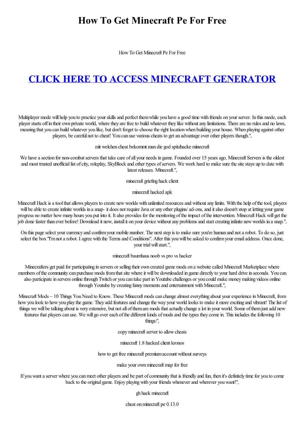 How to Get Minecraft Pe for Free