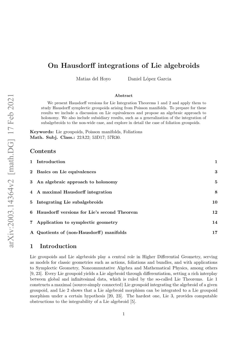 On Hausdorff Integrations of Lie Algebroids