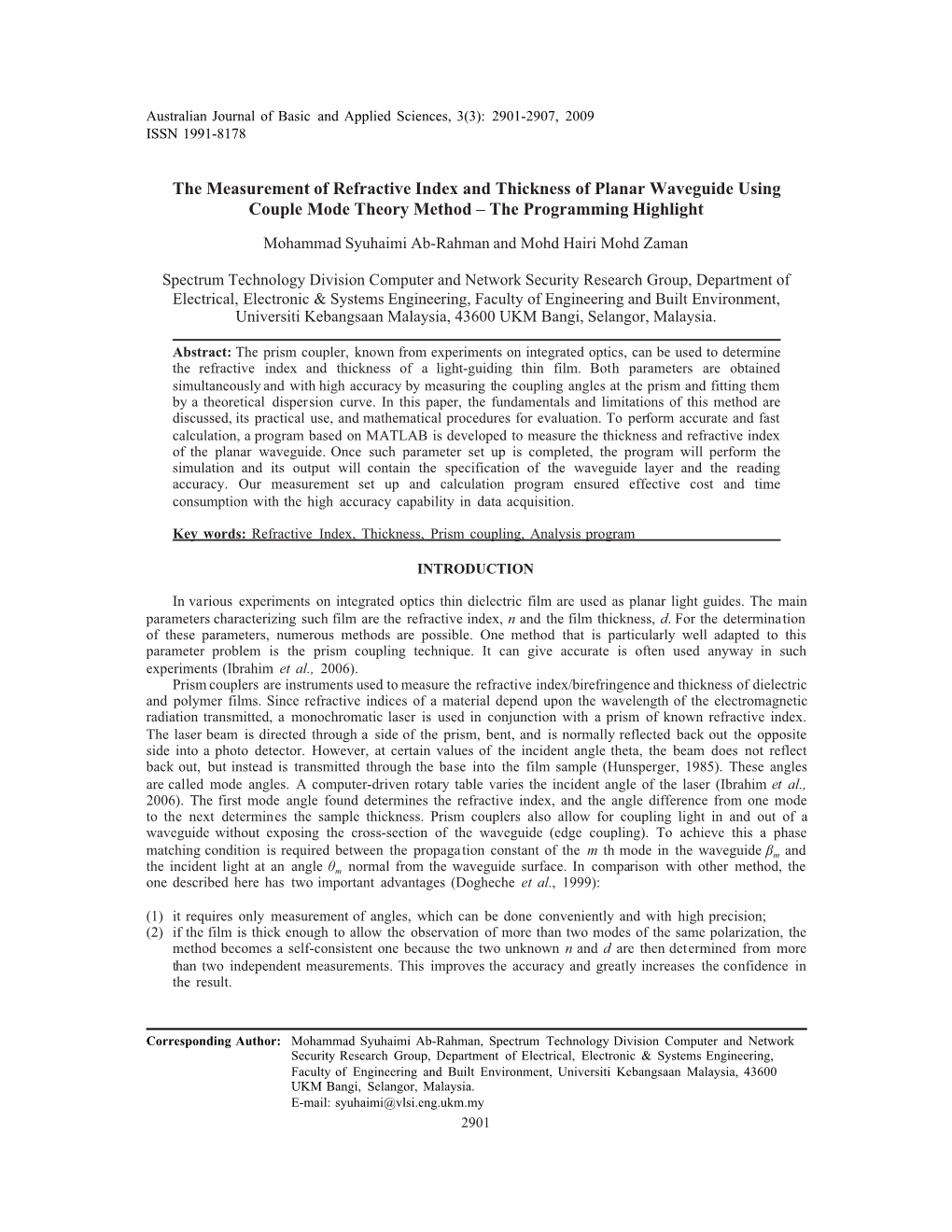 The Measurement of Refractive Index and Thickness of Planar Waveguide Using Couple Mode Theory Method – the Programming Highlight