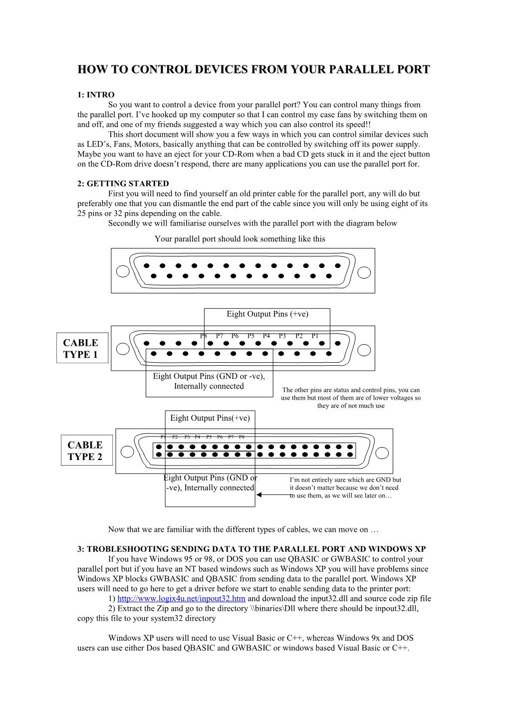 Control Devices from Printer Port