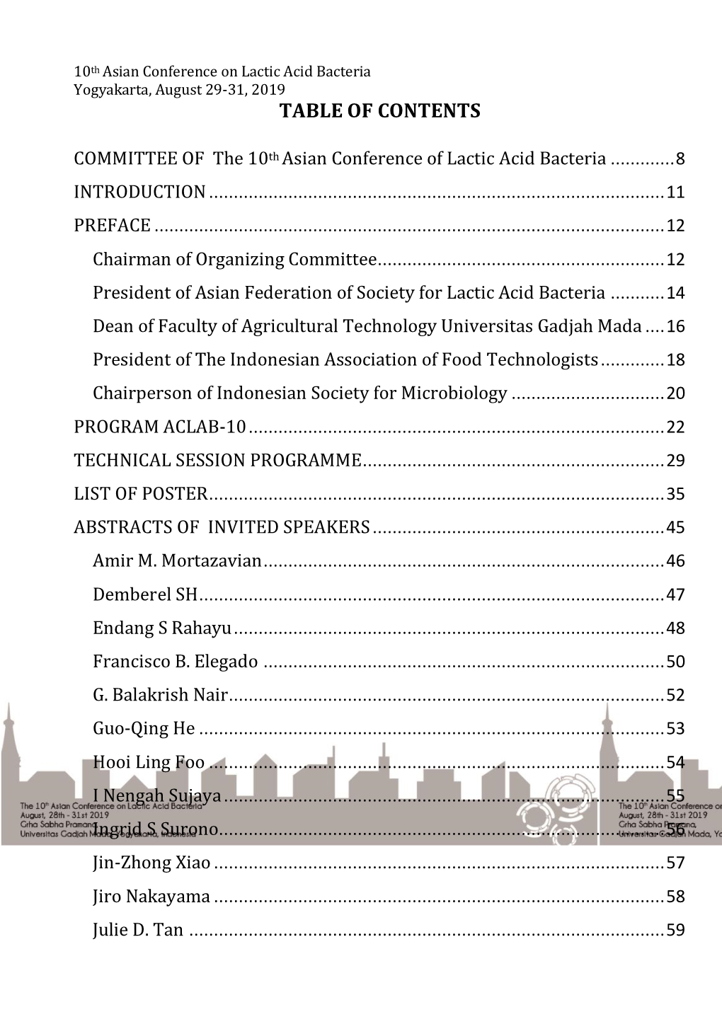 Table of Contents