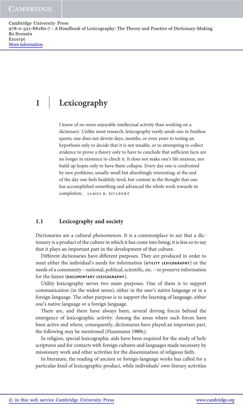 1 \ Lexicography