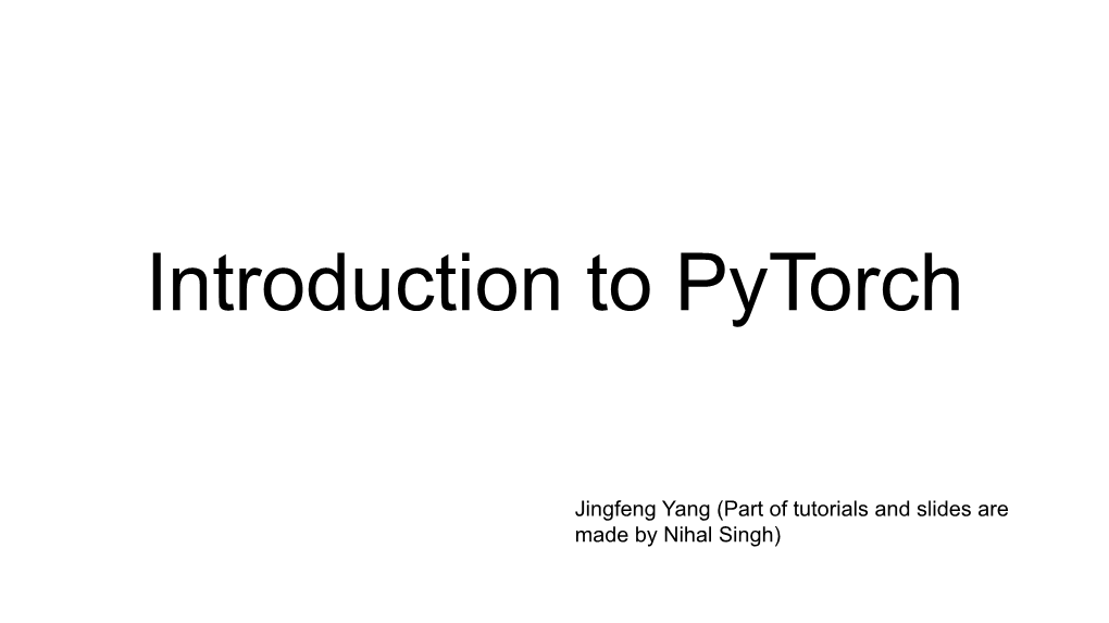 Introduction to Pytorch