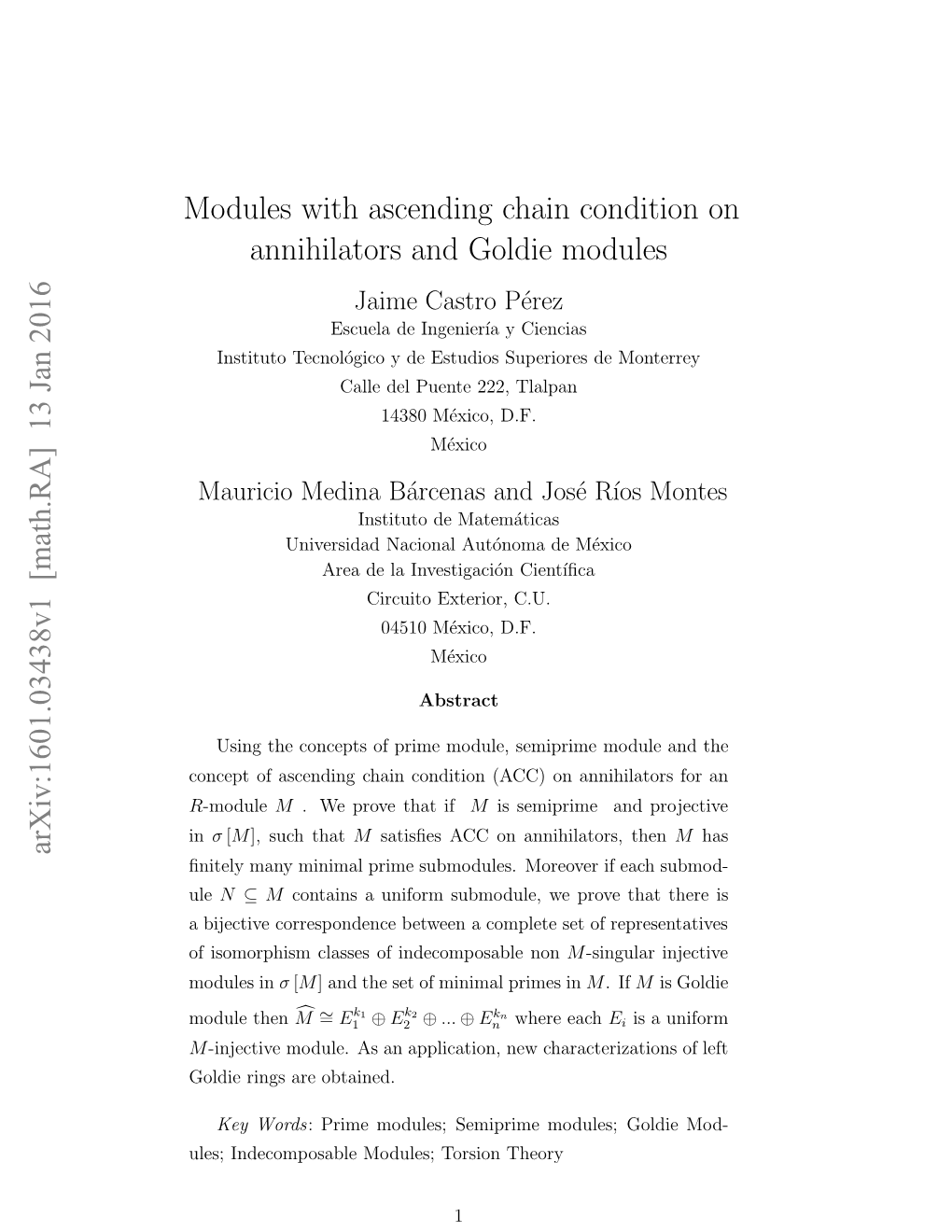 Modules with Ascending Chain Condition on Annihilators