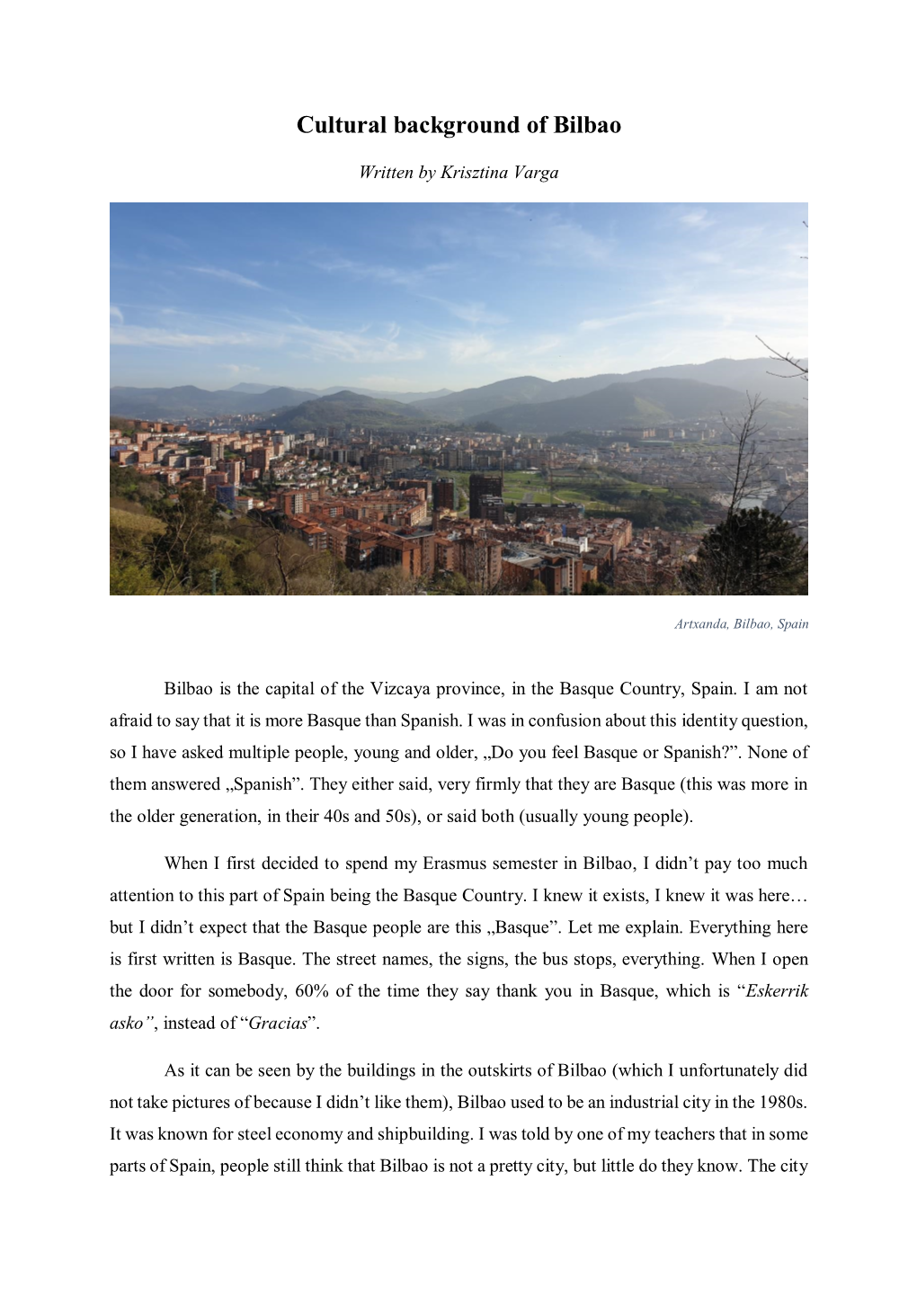 Cultural Background of Bilbao