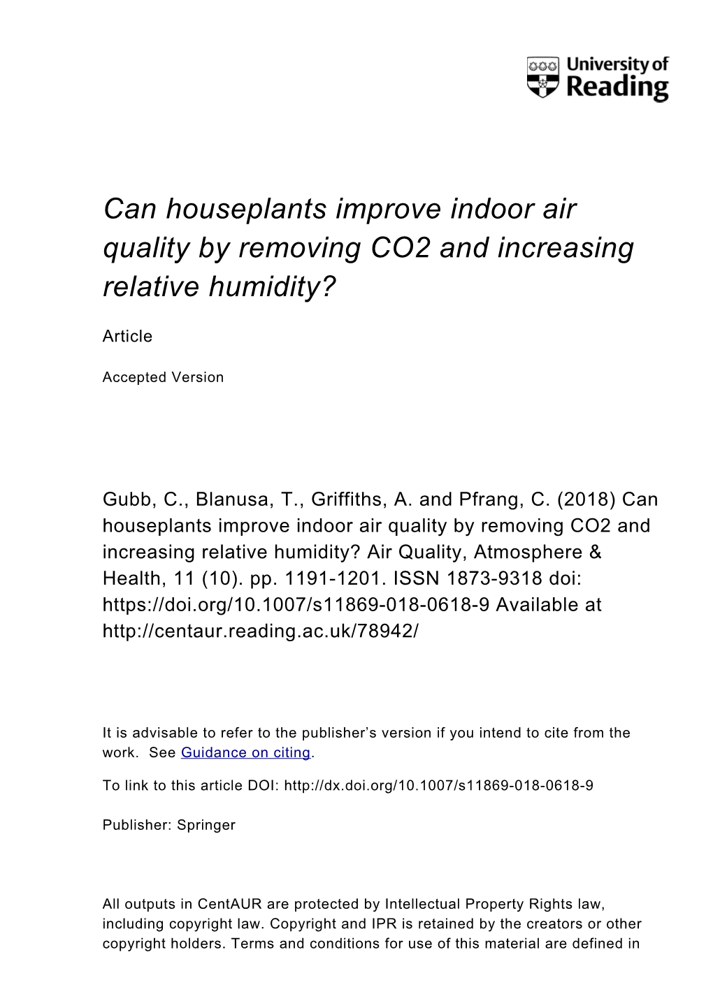 Can Houseplants Improve Indoor Air Quality by Removing CO2 and Increasing Relative Humidity?