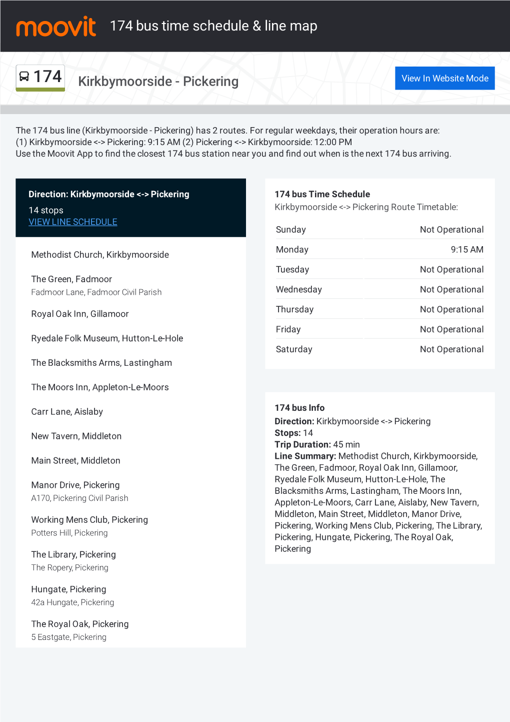 174 Bus Time Schedule & Line Route