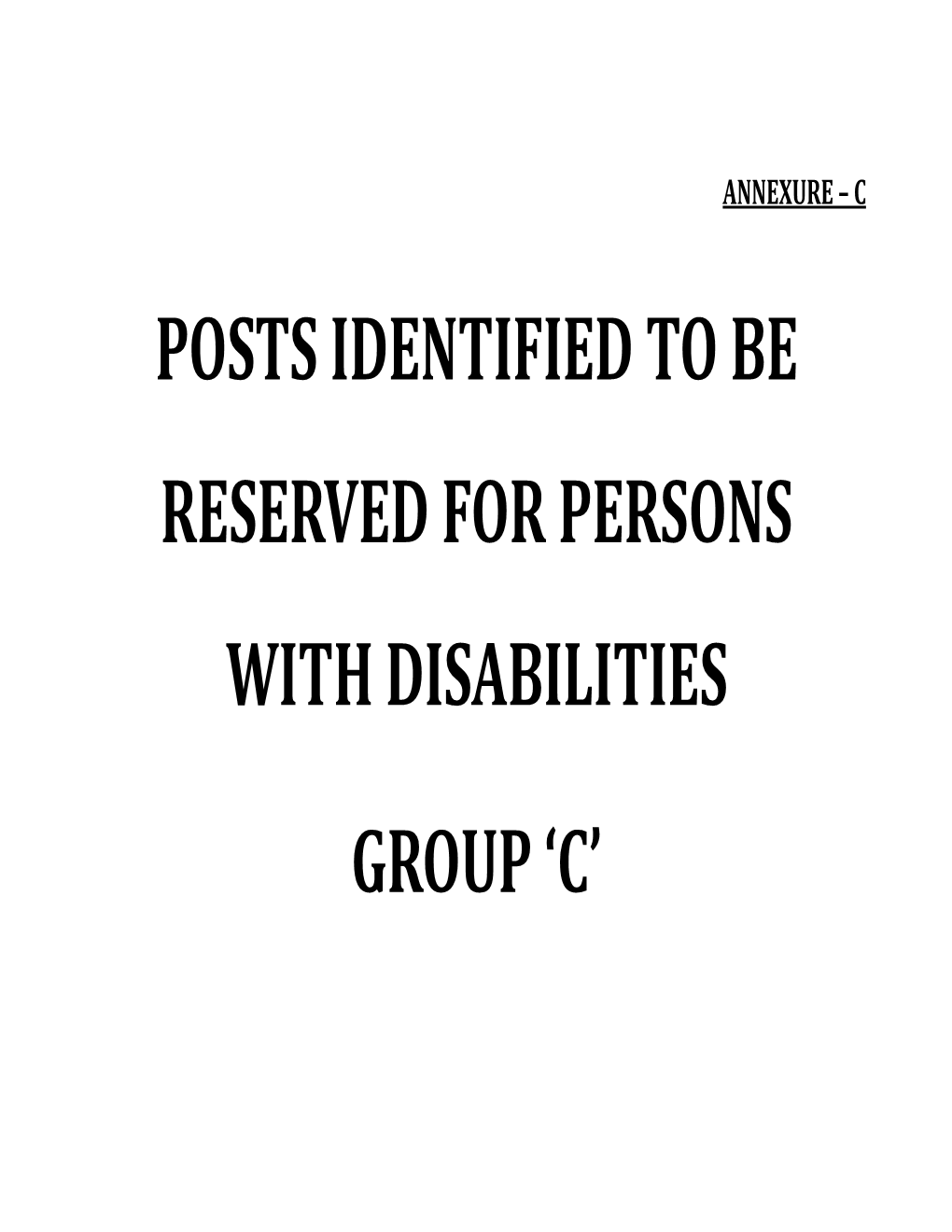 Posts Identified to Be Reserved for Persons with Disabilities Group C