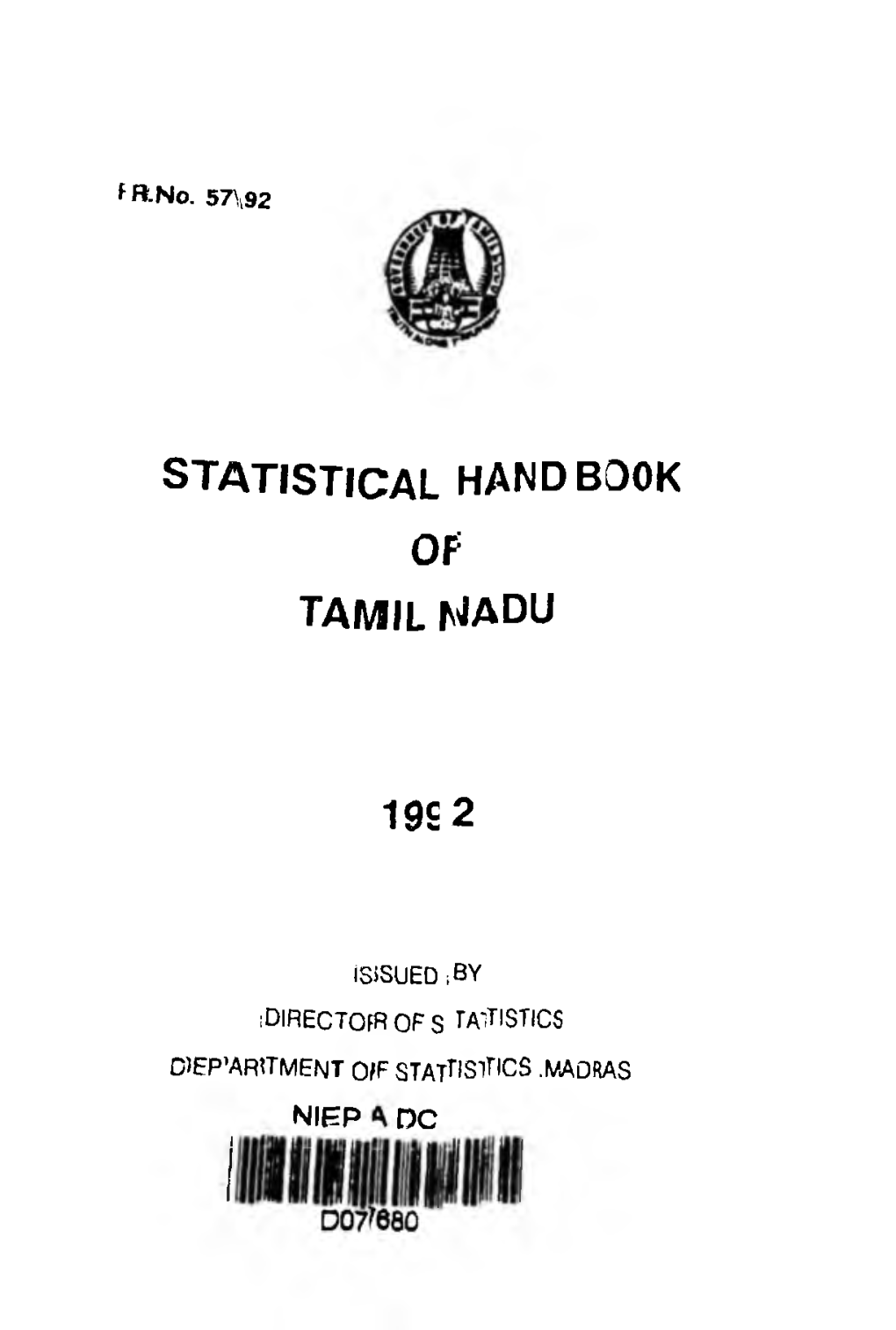 STATISTICAL HANDBOOK of TAMIL NADU