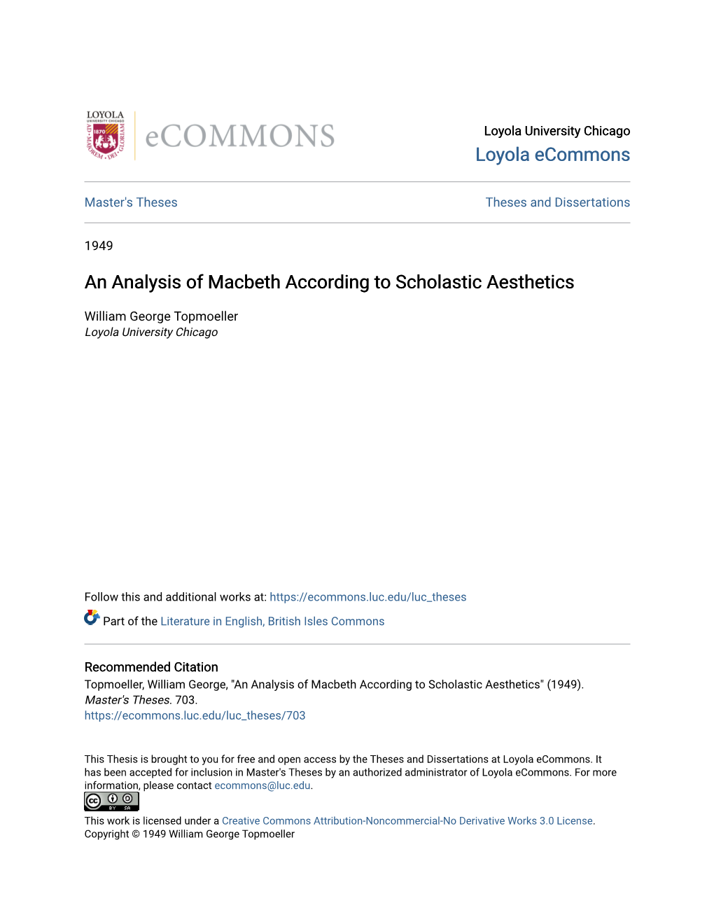 An Analysis of Macbeth According to Scholastic Aesthetics