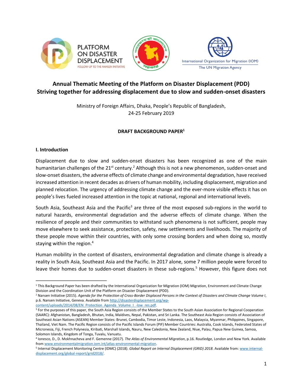 PDD) Striving Together for Addressing Displacement Due to Slow and Sudden-Onset Disasters