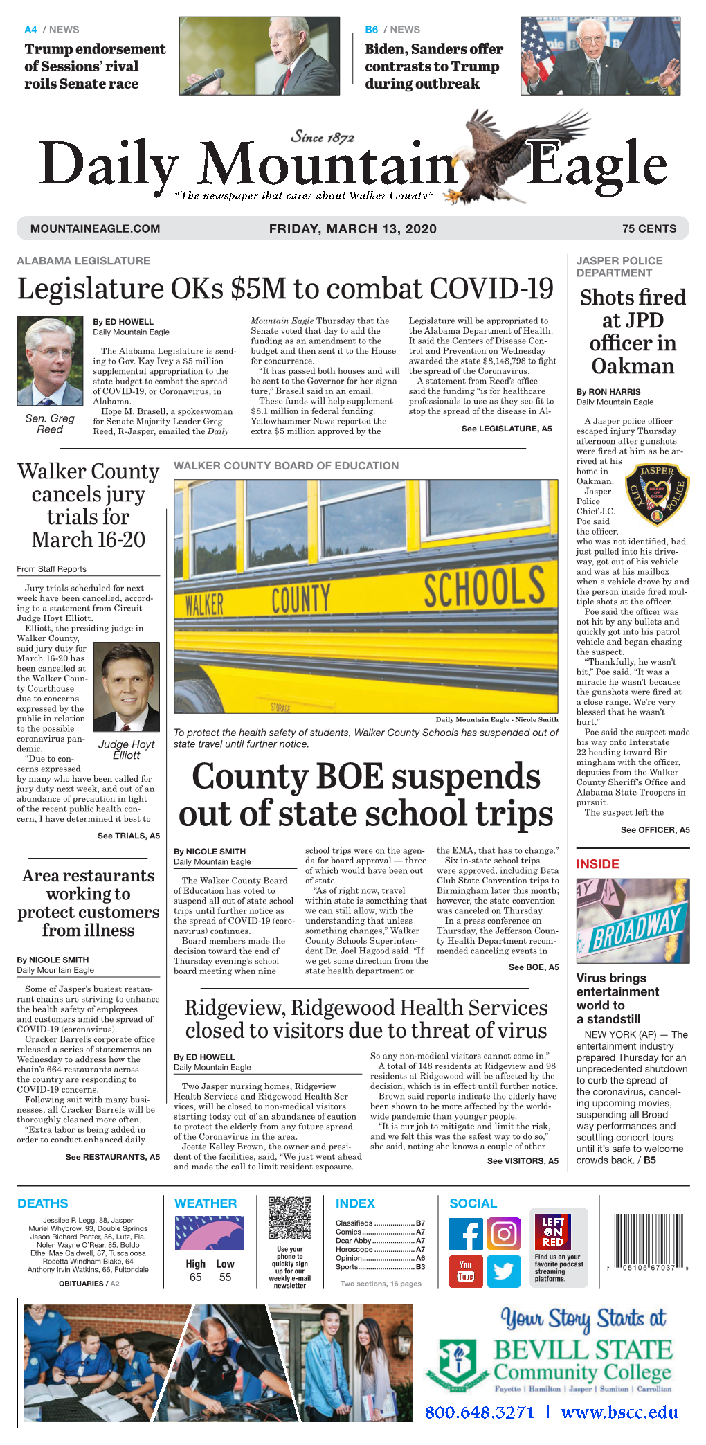 County BOE Suspends out of State School Trips
