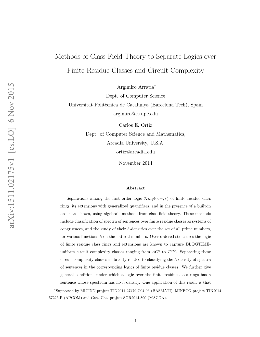 Methods of Class Field Theory to Separate Logics Over Finite