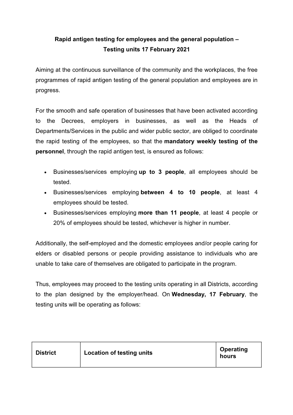 Testing Units 17 February 2021 Aiming at the Continuous Surv