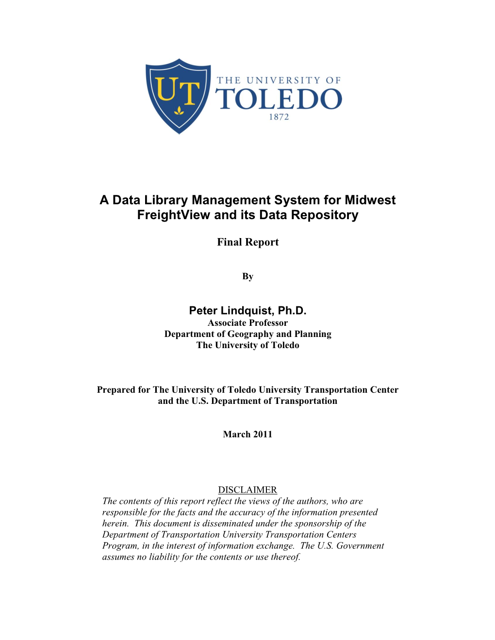 A Data Library Management System for Midwest Freightview and Its Data Repository