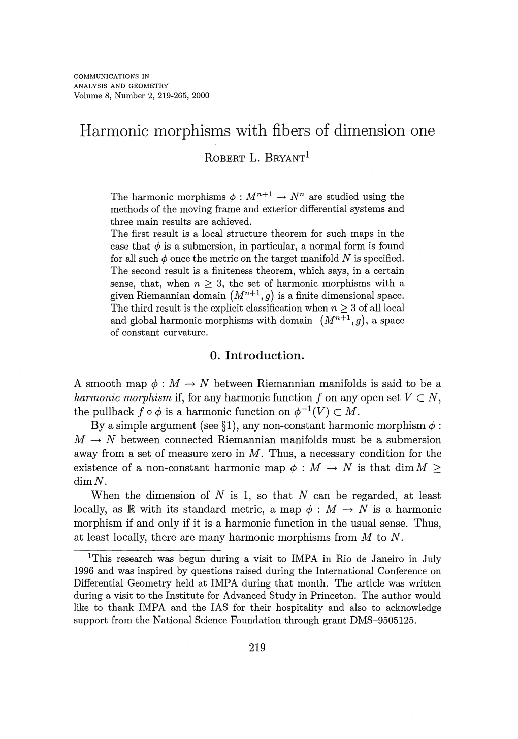 Harmonic Morphisms with Fibers of Dimension One