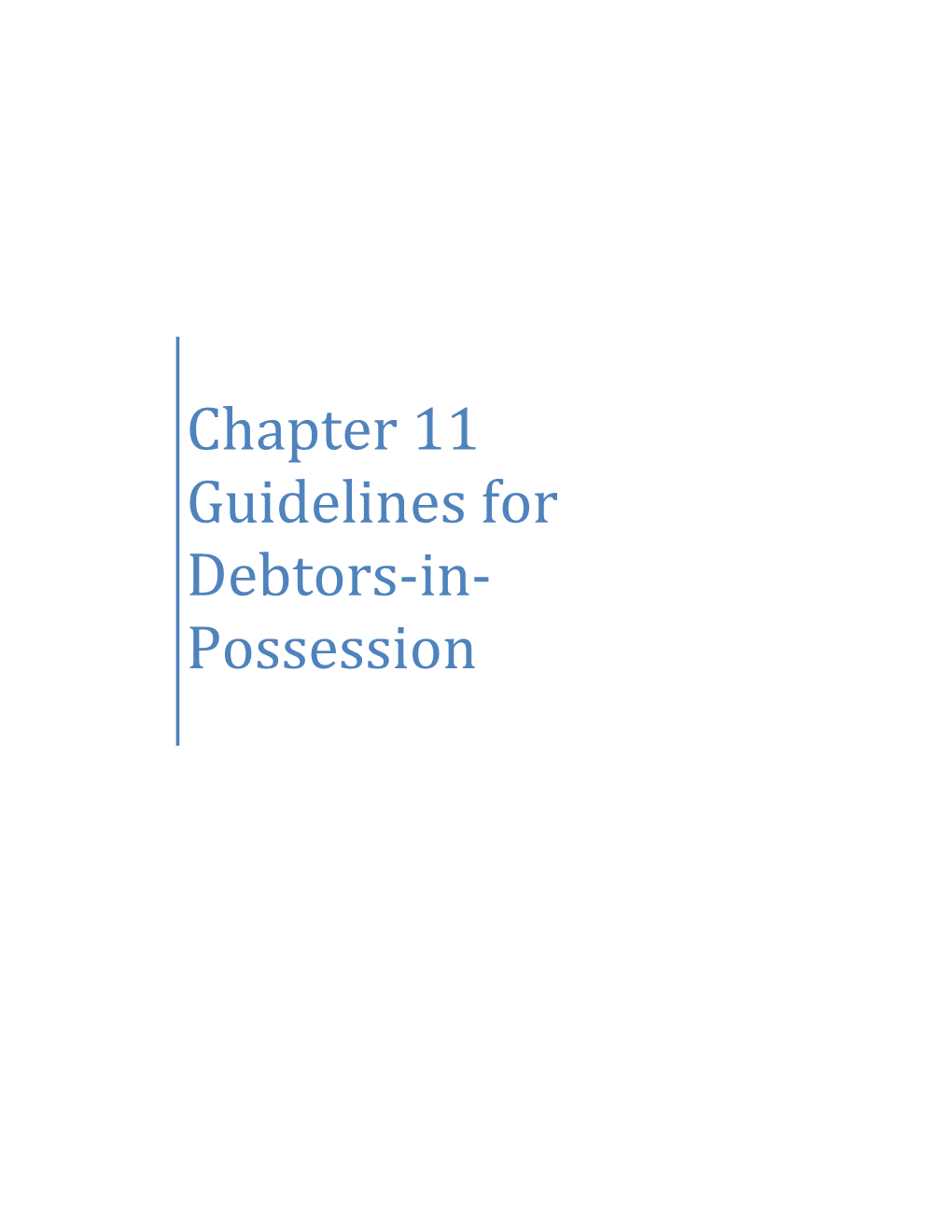 Guidelines for Debtors-In- Possession