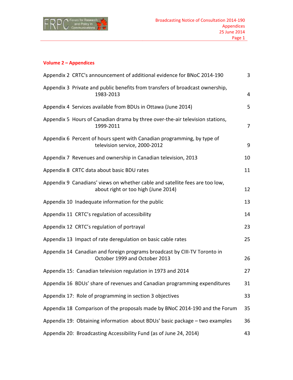 Preliminary Position Paper on the TV Consultation Submission